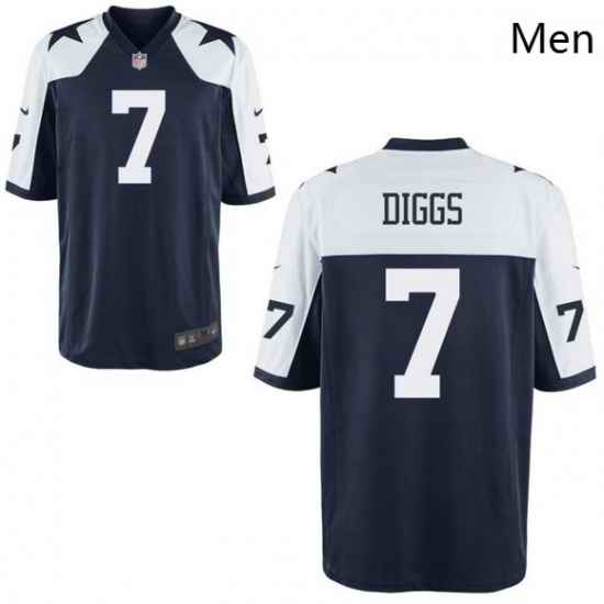 Men Nike Dallas Cowboys Trevon Diggs #7 Blue Thanksgivens Stitched Jersey->->