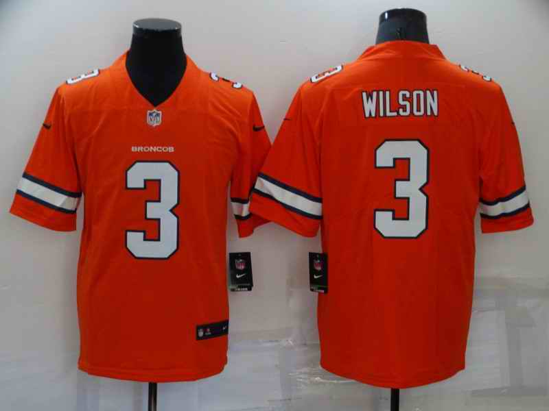 Men's Denver Broncos #3 Russell Wilson Orange Color Rush  Jersey->denver broncos->NFL Jersey