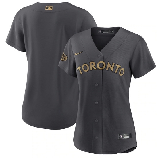 Women Toronto Blue Jays Blank 2022 All Star Charcoal Stitched Baseball Jersey->women mlb jersey->Women Jersey
