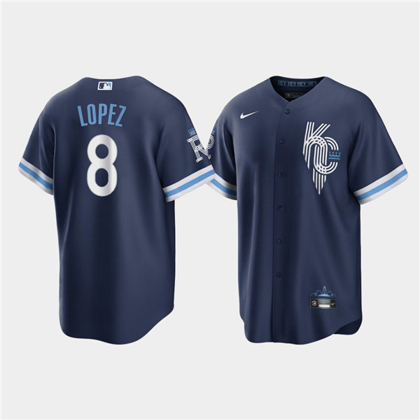 Men's Kansas City Royals #8 Nicky Lopez 2022 Navy City Connect Cool Base Stitched Jersey->los angeles angels->MLB Jersey