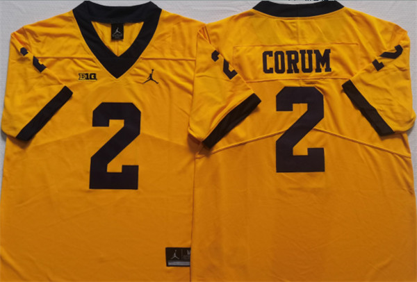 Men's Michigan Wolverines #2 CORUM Yellow Stitched Jersey->philadelphia eagles->NFL Jersey