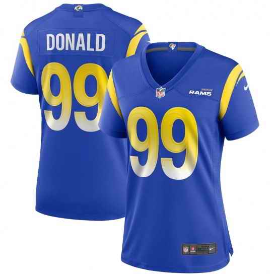 Women's Los Angeles Rams #99 Aaron Donald Blue Nike Royal Game Jersey->women nfl jersey->Women Jersey
