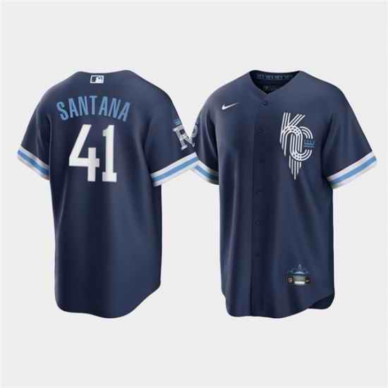 Men Kansas City Royals #41 Carlos Santana 2022 Navy City Connect Cool Base Stitched jersey->kansas city royals->MLB Jersey