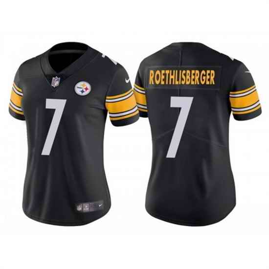 Women Pittsburgh Steelers #7 Ben Roethlisberger Black Vapor Untouchaable Limited Stitched Jersey->women nfl jersey->Women Jersey