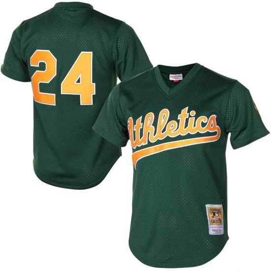 Men Nike Oakland Athletics #24 Rickey Henderson Green Throwback Stitched Baseball Jersey->colorado rockies->MLB Jersey