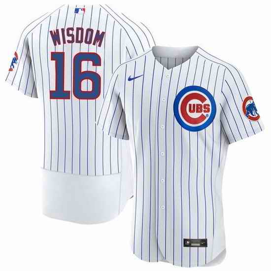 Men Chicago Cubs #16 Patrick Wisdom White Flex Base Stitched Jerse->chicago white sox->MLB Jersey