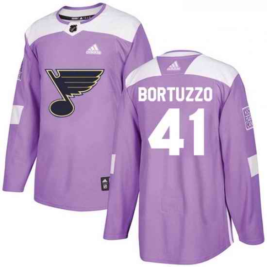 Youth Adidas St Louis Blues #41 Robert Bortuzzo Authentic Purple Fights Cancer Practice NHL Jersey->youth nhl jersey->Youth Jersey