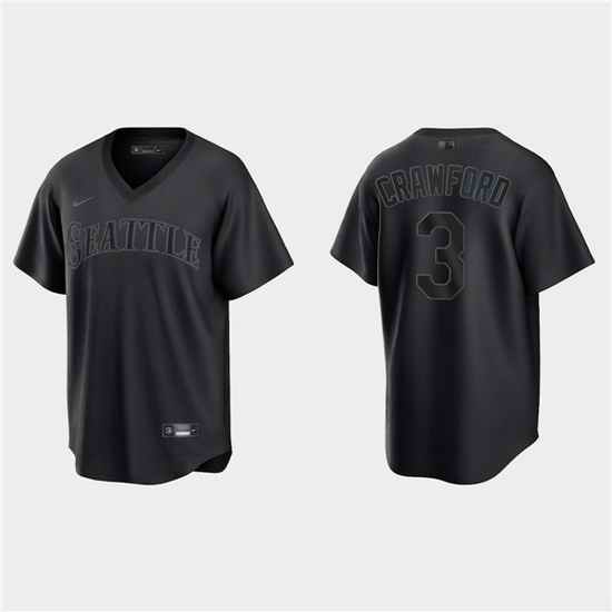 Men Seattle Mariners #3 J P  Crawford Black Pitch Black Fashion Replica Stitched Jersey->san diego padres->MLB Jersey