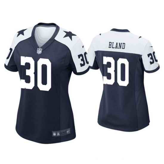 Women Dallas Cowboys #30 DaRon Bland Navy White Stitched Game Jersey->women nfl jersey->Women Jersey
