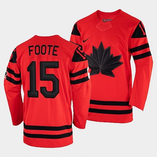 Men's Canada Hockey Adam Foote Red 2022 Winter Olympic #15 Gold Winner Jersey->2022 canada winter olympic->NHL Jersey