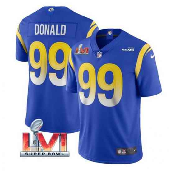 Nike Los Angeles Rams #99 Aaron Donald Royal 2022 Super Bowl LVI Vapor Limited Jersey->los angeles rams->NFL Jersey