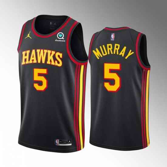 Men Atlanta Hawks #5 Dejounte Murray Black Stitched Jersey->indiana pacers->NBA Jersey