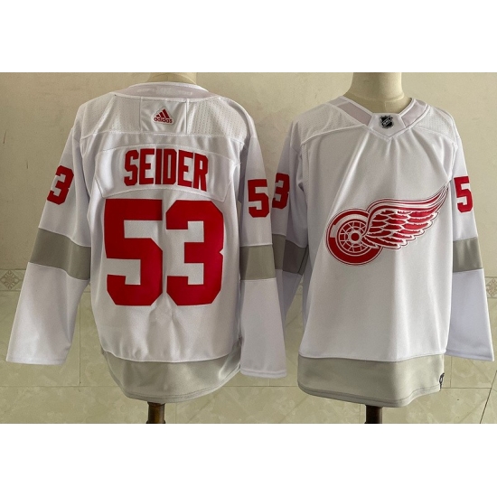 Red Wings 53 Moritz Seider White 2020 #21 Reverse Retro Adidas Jersey->minnesota wild->NHL Jersey