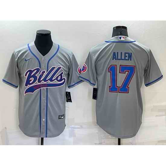 Men Buffalo Bills #17 Josh Allen Gray Cool Base Stitched Baseball Jersey->women nfl jersey->Women Jersey