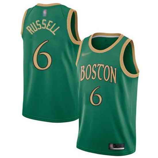 Men Boston Celtics #6 Bill Russell Green Stitched Basketball Jerseys->charlotte hornets->NBA Jersey