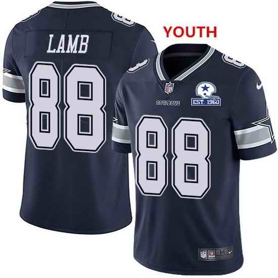Youth Nike Cowboys #88 CeeDee Lamb Navy Blue Team Color With Established In 1960 Patch NFL Vapor Untouchable Limited Jersey->youth nfl jersey->Youth Jersey