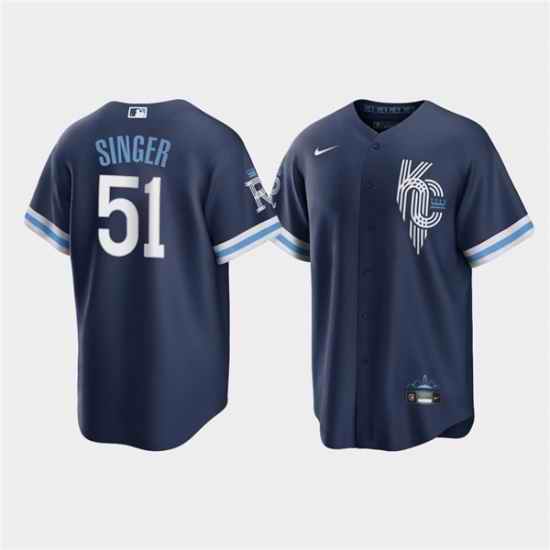 Men Kansas City Royals #51 Brady Singer 2022 Navy City Connect Cool Base Stitched jersey->kansas city royals->MLB Jersey
