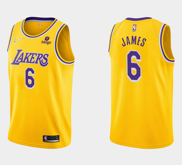 Men's Los Angeles Lakers #6 LeBron James 75th Anniversary Diamond Gold 2021 Stitched Basketball Jersey->los angeles rams->NFL Jersey