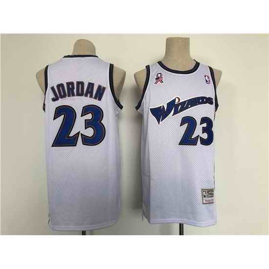 Men Washington Wizards #23 Michael Jordan White Throwback Stitched Jersey->brooklyn nets->NBA Jersey