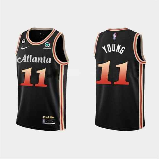 Men Atlanta Hawks #11 Trae Young 2022 23 Black City Edition Stitched Basketball Jersey->boston celtics->NBA Jersey