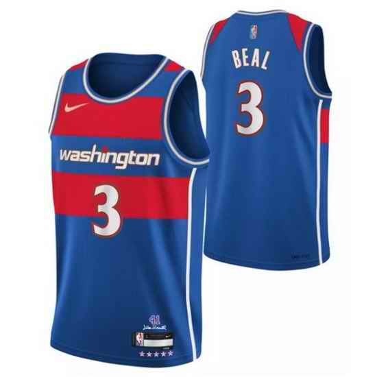 Men's Washington Wizards #3 Bradley Beal 75th Anniversary 2021 2022 Blue City Edition Swingman Stitched Jersey->sacramento kings->NBA Jersey