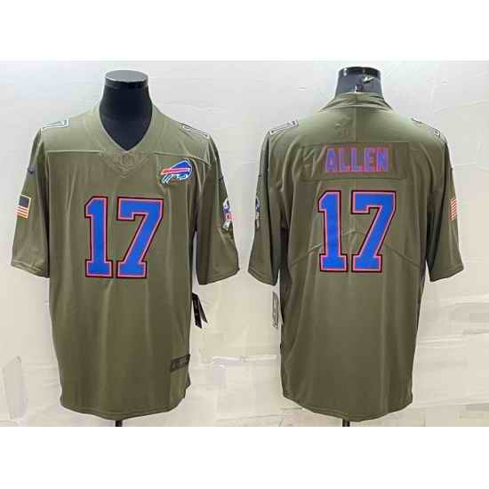 Men Buffalo Bills #17 Josh Allen Olive Salute To Service Limited Stitched Jersey->carolina panthers->NFL Jersey