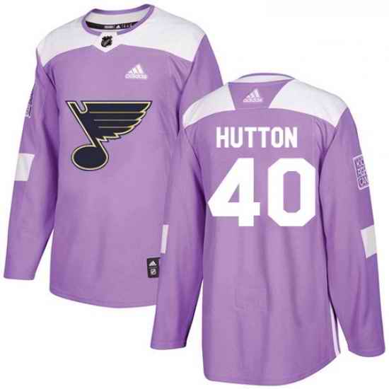 Youth Adidas St Louis Blues #40 Carter Hutton Authentic Purple Fights Cancer Practice NHL Jersey->youth nhl jersey->Youth Jersey