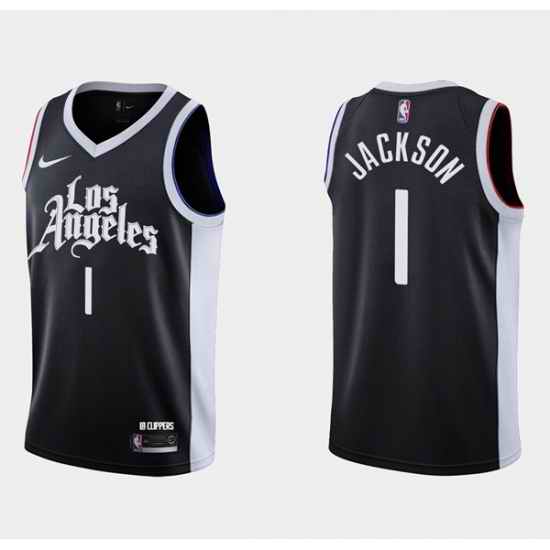 Men Los Angeles Clippers #1 Reggie Jackson Black City Edition Stitched Basketball Jersey->indiana pacers->NBA Jersey