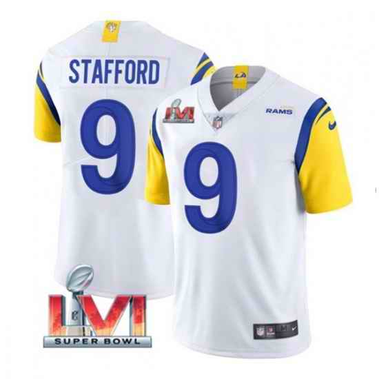 Nike Los Angeles Rams #9 Matthew Stafford White 2022 Super Bowl LVI Vapor Limited Jersey->los angeles rams->NFL Jersey