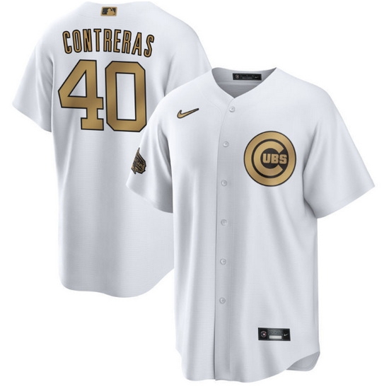 Men Chicago Cubs #40 Willson Contreras 2022 All Star White Cool Base Stitched Baseball Jersey->2022 all star->MLB Jersey