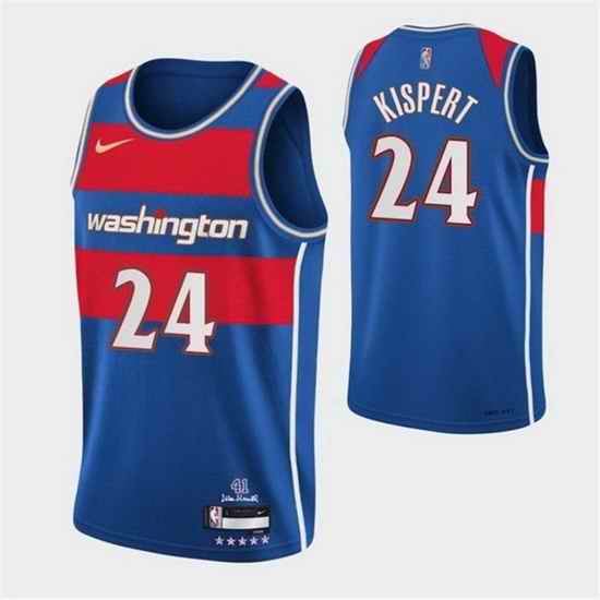 Men's Washington Wizards #24 Corey Kispert 75th Anniversary 2021 2022 Blue City Edition Swingman Stitched Jersey->sacramento kings->NBA Jersey