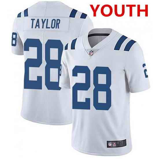 Youth indianapolis colts #28 jonathan taylor white stitched nike jersey->youth nfl jersey->Youth Jersey