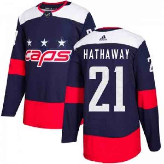 Men Washington Capitals #21 Garnet Hathaway Adidas Authentic 2018 Stadium Series Jersey   Navy Blue->vegas golden knights->NHL Jersey