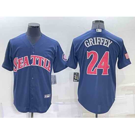 Men Seattle Mariners #24 Ken Griffey Navy Cool Base Stitched Jersey->seattle mariners->MLB Jersey