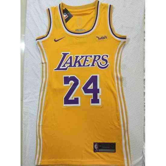 Women Nike Los Angeles Lakers #24 Kobe Bryant Dress Stitched Jersey Yellow->nba women dress jersey->NBA Jersey