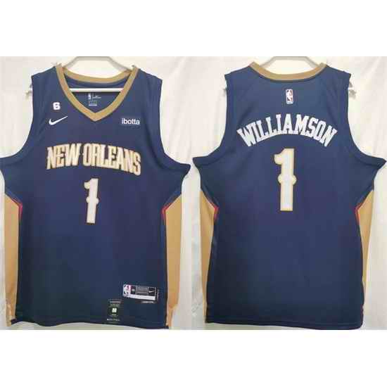 Men New Orleans Pelicans #1 Zion Williamson Navy Stitched Basketball Jersey->new orleans pelicans->NBA Jersey