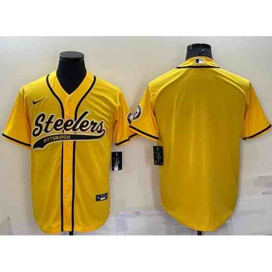 Men PITTSBURGH STEELERS Team Big Logo With Patch Cool Base Stitched Baseball Jersey->pittsburgh steelers->NFL Jersey