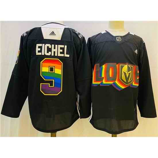 Men Vegas Golden Knights #9 Jack Eichel 2022 Black Pride Night Stitched Jersey->toronto maple leafs->NHL Jersey