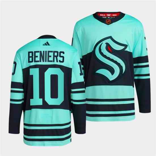 Men Seattle Kraken #10 Matty Beniers Ice Blue 2022 23 Reverse Retro Stitched Jersey->new york rangers->NHL Jersey