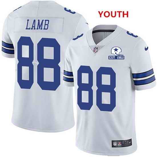 Youth Nike Cowboys #88 CeeDee Lamb White Color With Established In 1960 Patch NFL Vapor Untouchable Limited Jersey->youth nfl jersey->Youth Jersey