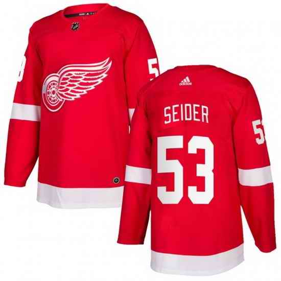 Men Detroit Red Wings #53 Moritz Seider Red Stitched jersey->edmonton oilers->NHL Jersey