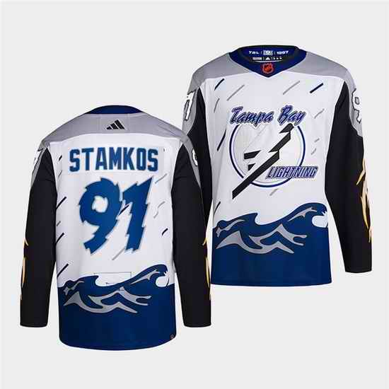 Men Tampa Bay Lightning #91 Steven Stamkos White 2022 Reverse Retro Stitched Jersey->toronto maple leafs->NHL Jersey