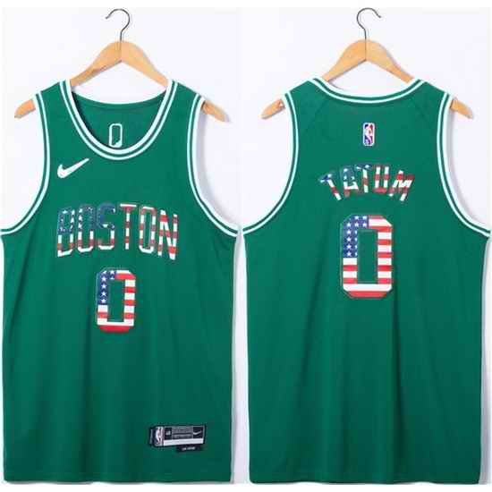 Men Boston Celtics #0 Jayson Tatum USA Flag Green Stitched Jersey->philadelphia 76ers->NBA Jersey