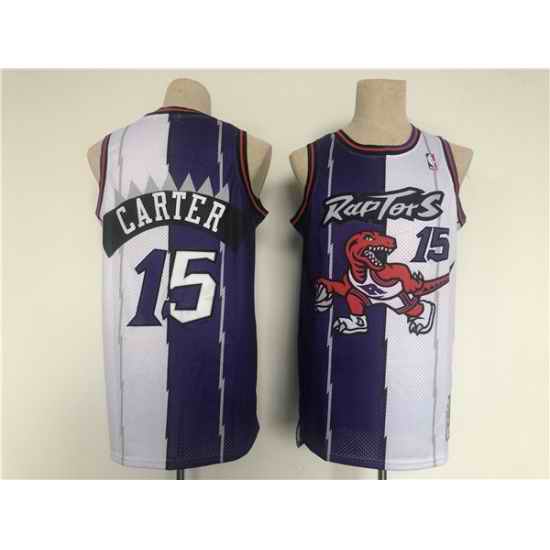 Men Toronto Raptors #15 Vince Carter White Purple Splite Basketball Jersey->philadelphia 76ers->NBA Jersey