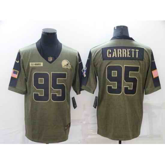 Men's Cleveland Browns #95 Myles Garrett Gold 2021 Salute To Service Limited Player Jersey->cincinnati bengals->NFL Jersey