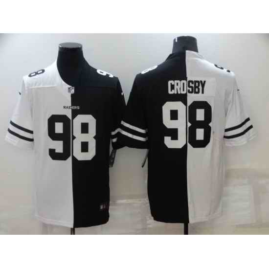 Men Las Vegas Raiders #98 Maxx Crosby Black White Split Limited Stitched Jersey->san francisco 49ers->NFL Jersey