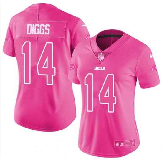 Women's Buffalo Bills #14 Stefon Diggs Pink Vapor Untouchable Stitched NFL Nike Limited Jersey->women nfl jersey->Women Jersey