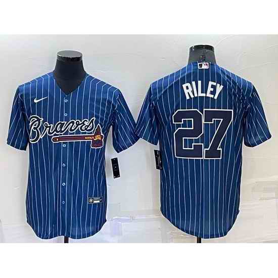 Men Atlanta Braves #27 Austin Riley Navy Cool Base Stitched Baseball Jersey->boston red sox->MLB Jersey