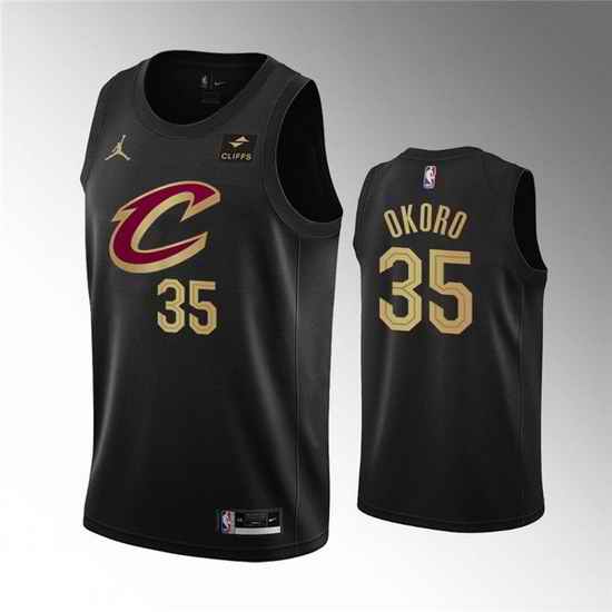 Men Cleveland Cavaliers #35 Isaac Okoro Black Statement Edition Stitched Basketball Jersey->dallas mavericks->NBA Jersey