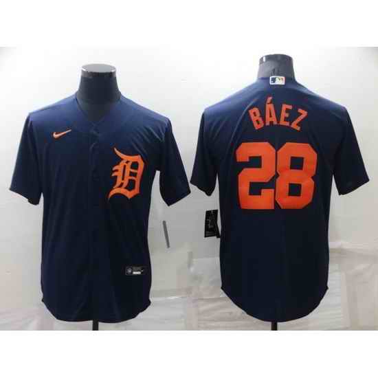 Men Detroit Tigers #28 Javier B E1ez Navy Cool Base Stitched Jerse->houston astros->MLB Jersey